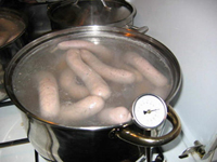 Cooking sausages